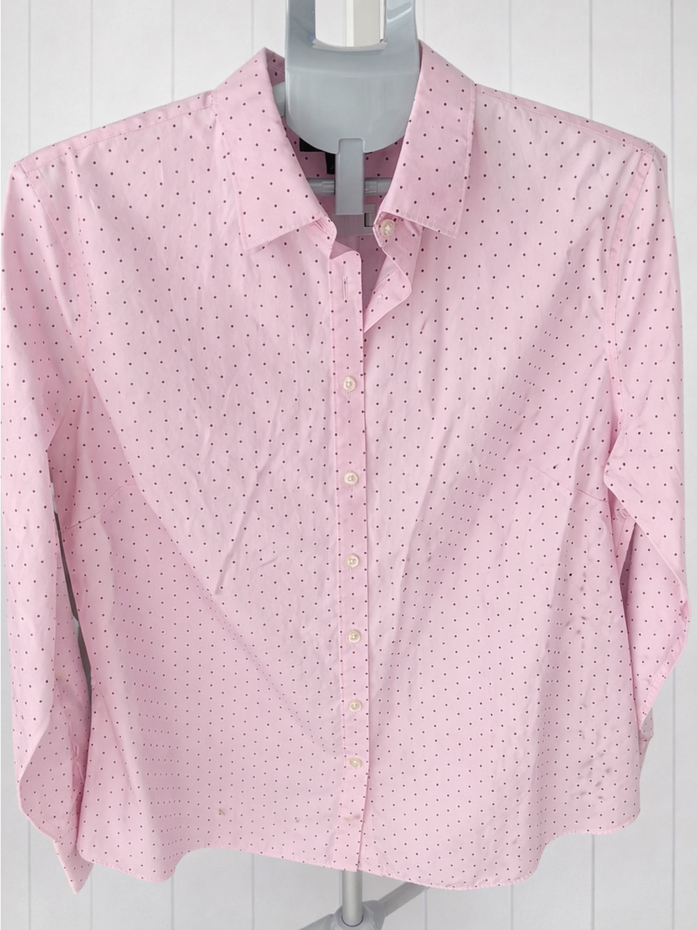 Lands End Pink Polka Dot Button Up